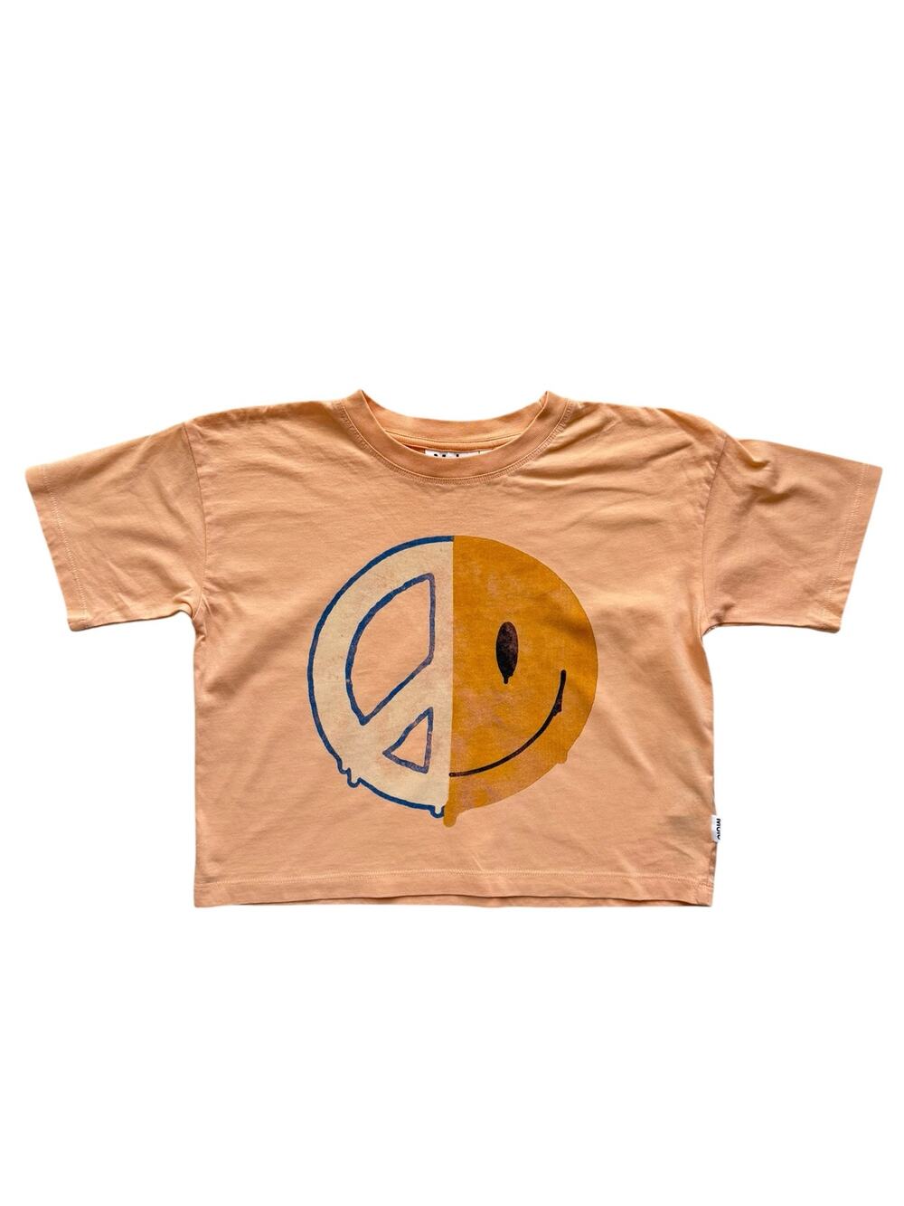 Molo Organic Roxana Peace Sign Smiley Face T-Shirt Size 8